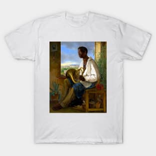 Portrait of Emmanuel Rio with French Horn 1836 Albert Schindler T-Shirt